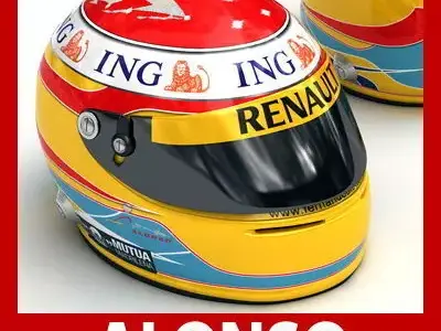 Helmet F1 2009 Fernando Alonso 3D model