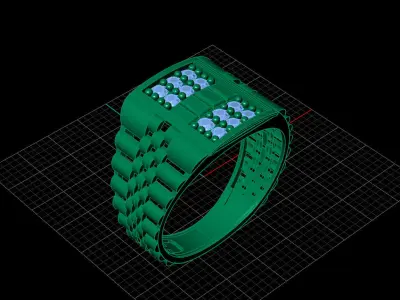 Print Ready STL 3DM  Gents Rings Diamond Men Ring  3D print model 245