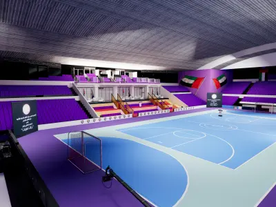 Al Ain Volleyball Stadium Event Setup - Exterior Interior Design 3D model