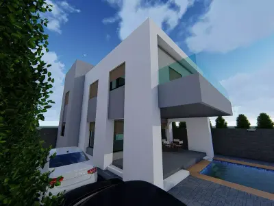 4 villa 2d 3d interior exterior walkthrough 3D model
