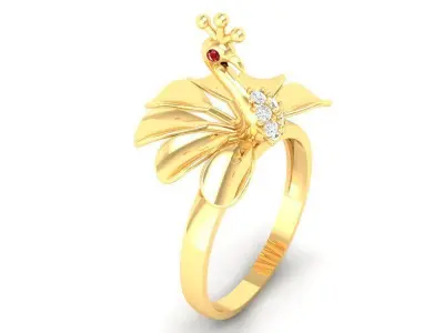 Luxury Peacock Feather Diamond Ring for Women  500 3D print model