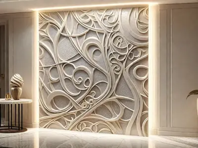 modern panel wall decor set wall relief mural CNC 142 3D model
