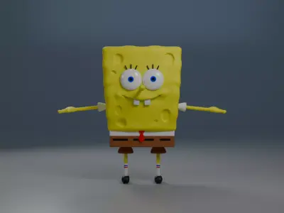 Spongebob and Patrick With Krabby Patty Wagon 3D model