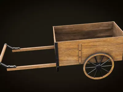 Wooden Cart Low-poly 3D model