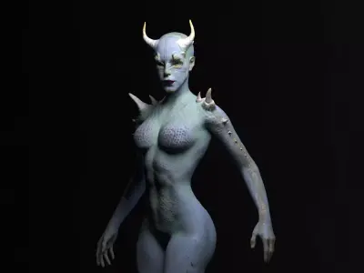 Demon Woman Low-poly 3D model
