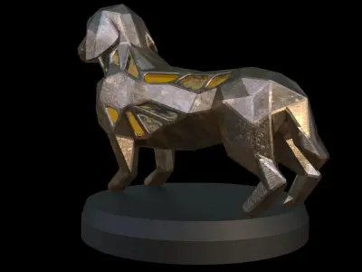Steampunk Dachshund Dog Low-poly 3D model