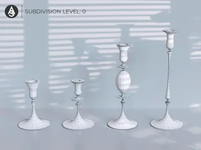 Brushed Metal Candleholders Low-poly 3D model