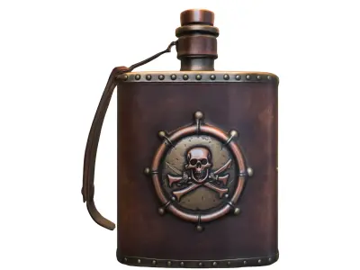 Skull Flask nautic Low-poly 3D model