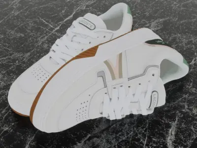 LACOSTE 3D SHOES - WHITE - BROWN Low-poly 3D model