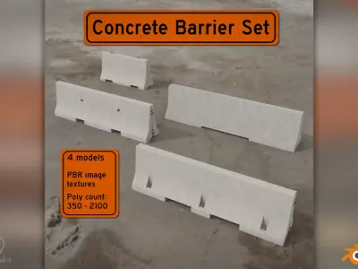 Concrete Barrier Pack 3D model