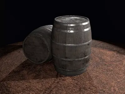Wooden barrel - low-poly 3d model - game ready Free low-poly 3D model