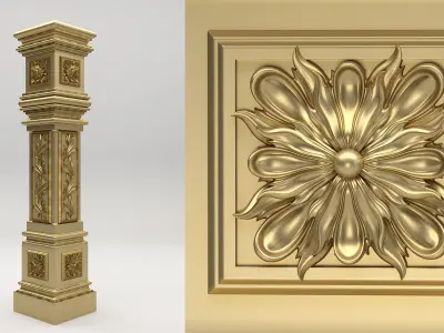 Carved Column 3D model 3