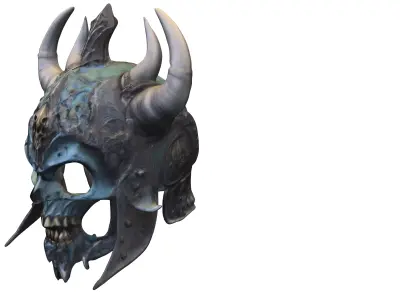 Demonic Horned Skull Helmet  Low-poly 3D model