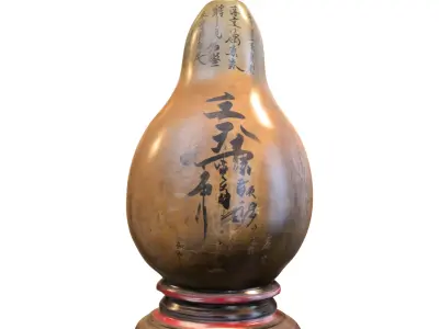 Antique Chinese Gourd Vessel with Stand Low-poly 3D model