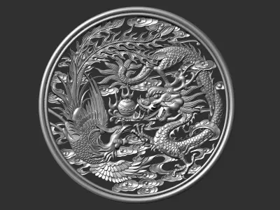 Dragon and Phoenix 3D print model