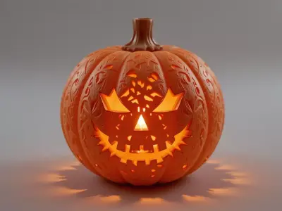 Pumpkin Candle Lantern 3D Print Model  Halloween Pumpkin  3D model