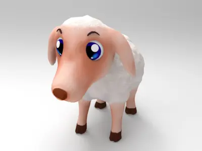 Sheep Model cartoon with eyes Low-poly 3D model