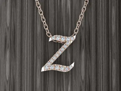 Jewelry Alphabet Pendant Z 3D print model