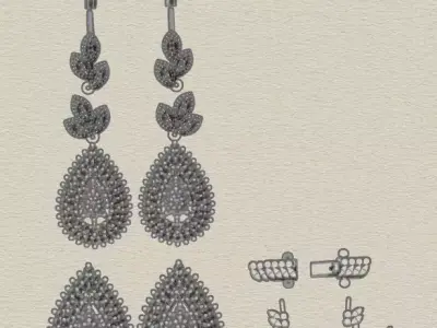 free pear pave setting jewelry earring Free 3D print model