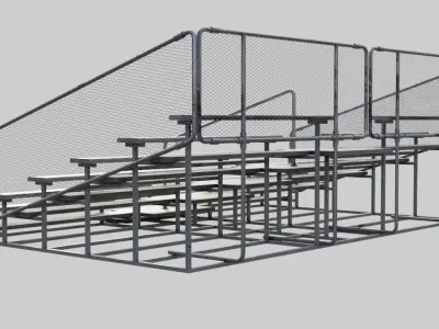 Bleachers 1 set of metal benches Low-poly 3D model