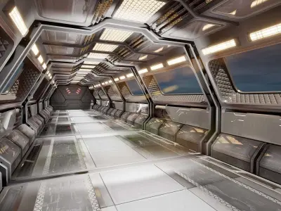 Modular Sci-Fi corridor vol 1 PBR Low-poly 3D model