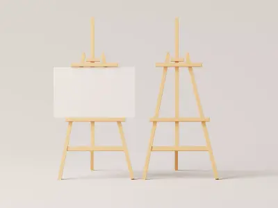 Realistic Paint Desk with Blank White Canvas Low-poly 3D model