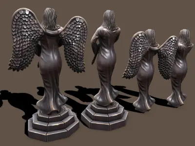 Statue woman keeper Low-poly 3D model