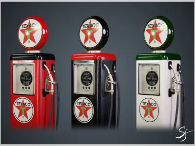 Texaco Gas Pump Low-poly 3D model