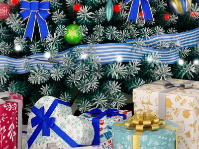 Christmas blue tree 2 3D model