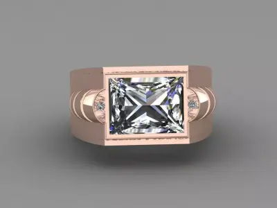 Rose Gold men Diamond Ring 3D print model 3D print model get