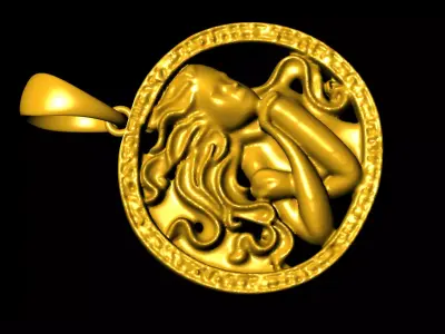 Women pendant charms - one inch pendant 3D print model