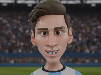Messi Stylized Cartoon Caricature Footballer Low-poly 3D model