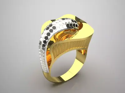 Luxury two-tone ring with lotus flower design model gr0107 3D print model