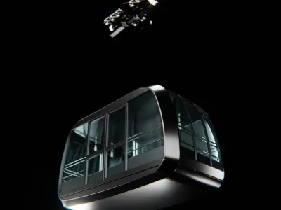 Aerial tramway Low-poly 3D model