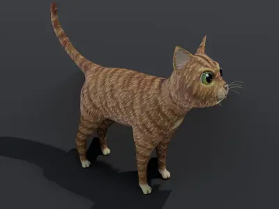 Cartoon Cat Orange 3D Model Low-poly 3D model