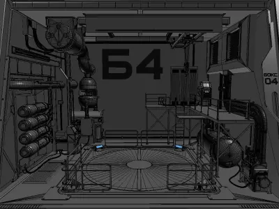 Sci-Fi hangar module 3D model