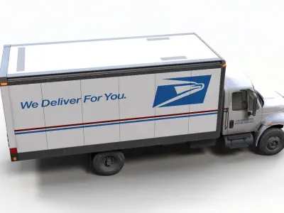 Mail box truck  Low-poly 3D model