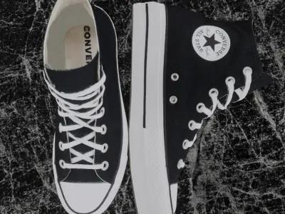 CONVERSE 3D SHOES - BLACK HIGH Low-poly 3D model