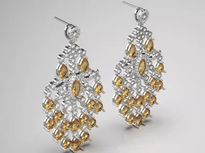 luxury diamond earring je0038 3D print model