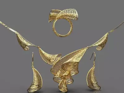 Stylized set gold ring 3D print model