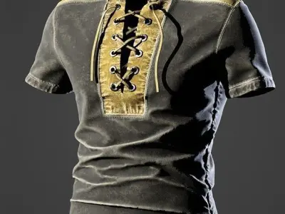 Man Henley Shirt Low-poly 3D model