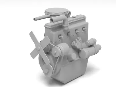 Old straight engine inline engine - print ready 3D print model