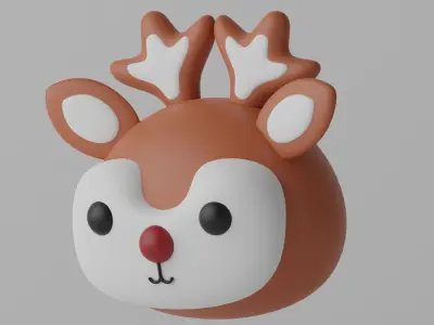 Cartoon Cute Deer Head 3D model