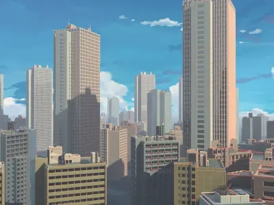 3D procedural anime cartoon city  3D model