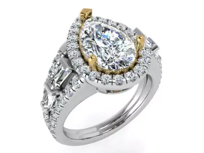 Pear Halo Ring 3584 3D print model