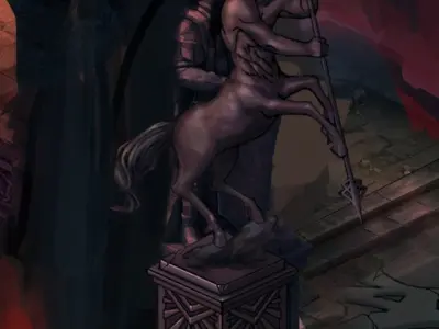 Stone Palace of underground - people horse sculpture 01 3D model