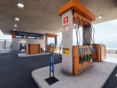 Gas Station  Low-poly 3D model