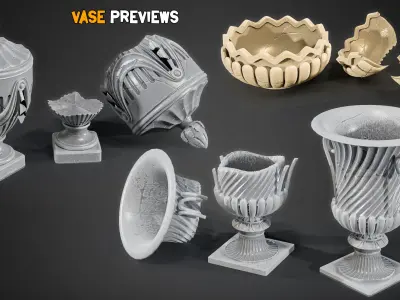 15 Game-Ready Damaged Vase - Vol 02 Low-poly 3D model