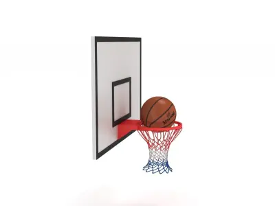 Basketball Rim with Spalding Basketball v2 3D model
