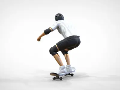 N1 Skateboarder Skateboarding with skateboard 3D print model